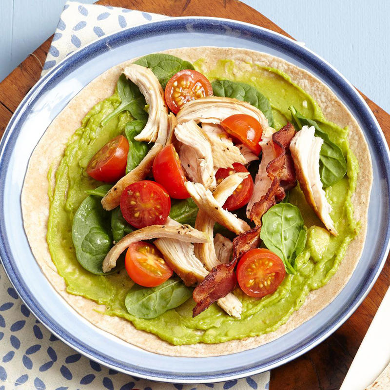 Avocado, Tomato &amp; Chicken Sandwich, Creamy Pesto Chicken Salad with Greens, Spinach &amp; Fried Egg Grain Bowls, Crispy Salmon Rice Bowl, Chickpea &amp; Quinoa Grain Bowl, Spicy Salmon Sushi Roll-Ups, Black Bean-Queso Wraps, Sweet Potato, Kale &amp; Chicken Salad with Peanut Dressing, Cabbage, Tofu &amp; Edamame Salad, Veggie Wrap with Cilantro Hummus, Couscous &amp; Chickpea Salad, Grilled Marinated Flank Steak Salad, Chipotle Chicken &amp; Vegetable Soup, Chicken, Quinoa &amp; Veggie Bowl, Avocado &amp; Shrimp Chopped Salad, Chimichurri Noodle Bowls, Italian-Herbed Chicken and Mozzarella Melts, Spicy Slaw Bowls with Shrimp &amp; Edamame, Chicken Avocado BLT Wrap, Turkey &amp; Bean Burritos, Roasted Tofu &amp; Peanut Noodle Salad, Banana-Cocoa Soy Smoothie