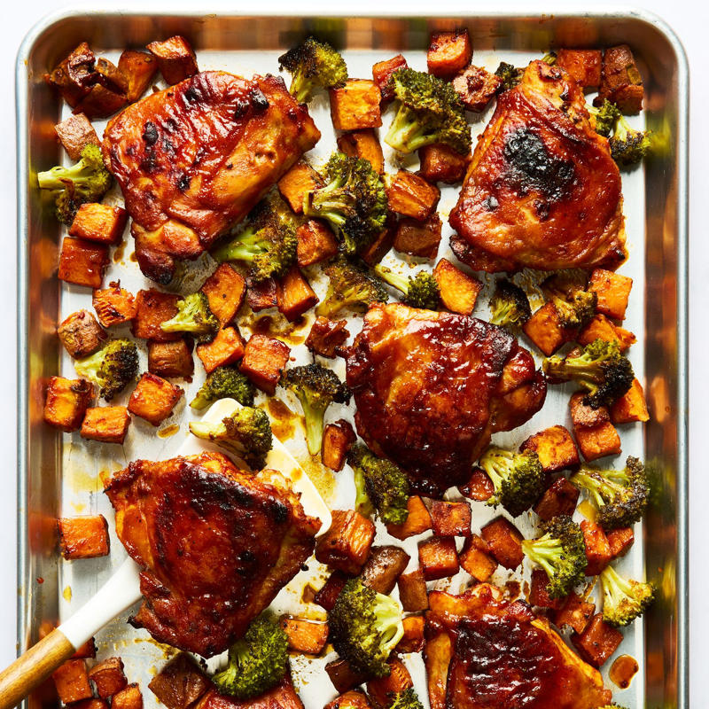 Mexican Corn & Chicken Bowls, Hawaiian Shoyu Chicken, Green Goddess Grilled Chicken, One-Pan Creamy Sun-Dried Tomato Chicken & Gnocchi, Grilled Coca-Cola Chicken, Sheet-Pan Miso Chicken & Sweet Potatoes, Chicken Shawarma Sheet-Pan Dinner, Butter Chicken, Creamy Chicken Dijon, Chicken Cacciatore, BBQ Sheet-Pan Chicken, Chicken & Dumplings, Brown Stew Chicken, Za'atar Sheet-Pan Chicken, Cacio E Pepe Chicken, Red Curry Chicken Thighs & Rice, Slow-Cooker Garlic-Parmesan Chicken, Greek Lemon-Butter Chicken & Smashed Potatoes, Peruvian-Style Chicken With Green Sauce, Tandoori Chicken, Jamaican Curry Chicken, Arroz Con Pollo