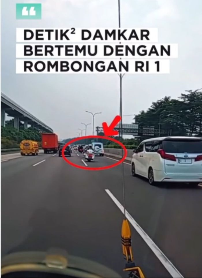 prioritas jalan, pemadam kebakaran (damkar), Presiden Prabowo, Nekad, Rombongan Orang Nomor Satu di Indonesia Disalip Kendaraan Ini