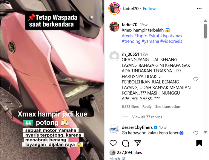 yamaha xmax, layangan, xmax, benang layangan, benang layangan makan korban, Seram! Yamaha XMAX Terpotong Benang Layangan, Ahli Sarankan Ini