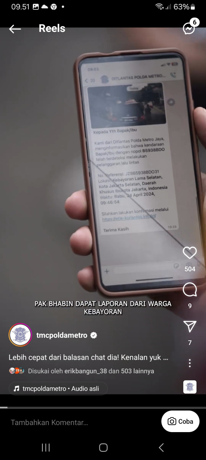 tilang elektronik, ETLE Nasional, Nomor WhatsApp ETLE, Nomor WhatsApp Tilang, Nomor Resmi ETLE, Awas Kena Tipu, Ini Ciri-ciri Nomor WA Resmi Tilang ETLE Nasional