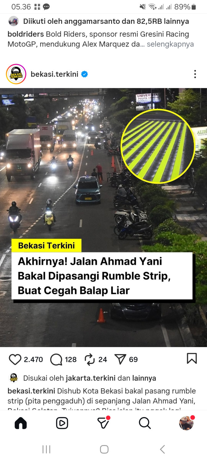 balap, balap liar, kota bekasi, jalan ahmad yani, dishub bekasi, Bekasi Bakal Pasang Rumble Strip, Shockbreaker Nangis Buat Balap Liar