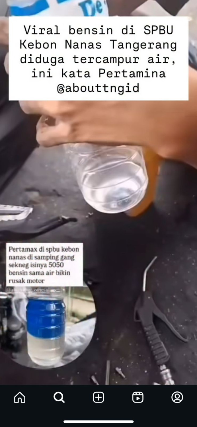 pertamina, tangki kemasukan air, Vario 160, Bensin Tercampur Air, Begini Penampakan Air Dinarasikan Tercampur Bensin Pertamax yang Viral