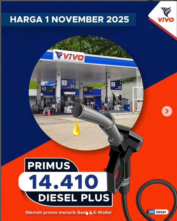 vivo, harga bbm, revvo, Primus Diesel Plus, 1 November 2025, Daftar Harga BBM Vivo Per 1 November 2025, Cuma Ada Diesel Saja