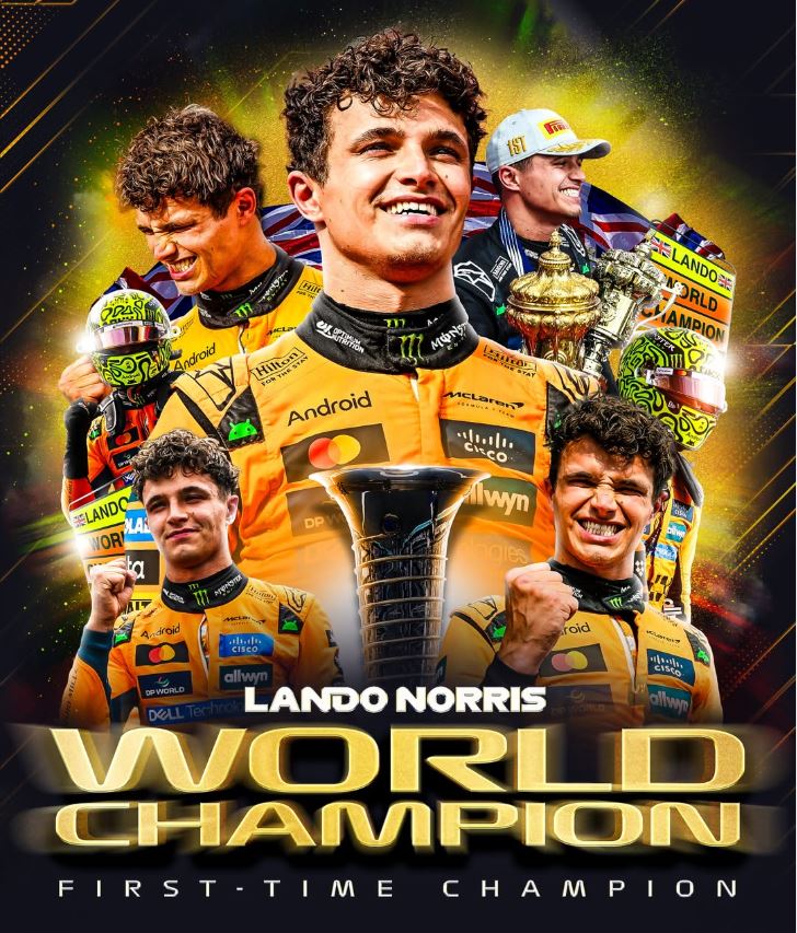 Valentino Rossi, Lando Norris, Juara Dunia F1 2025, Formula 1 2025, Klasemen Akhir F1 2025, Lando Norris Juara Dunia F1 2025, Idolanya Legenda Hidup MotoGP Beri Ucapan Selamat