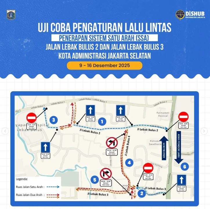 lebak bulus, sistem satu arah, Jalan Satu Arah Lebak Bulus, Sistem Satu Arah Lebak Bulus, Awas Keliru, Jalan di Wilayah Lebak Bulus Jakarta Selatan Mulai Uji Coba Sistem Satu Arah