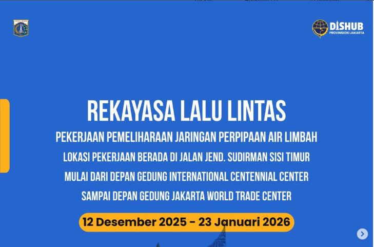 jalan jenderal sudirman jakarta, Rekayasa Lalu Lintas Jakarta, Proyek Galian Jakarta, Jalan Sudirman Jakarta, Proyek Galian Satroni Jalan Sudirman Jakarta, Hingga Januari 2026 Berlaku Rekaya Lalu Lintas Begini