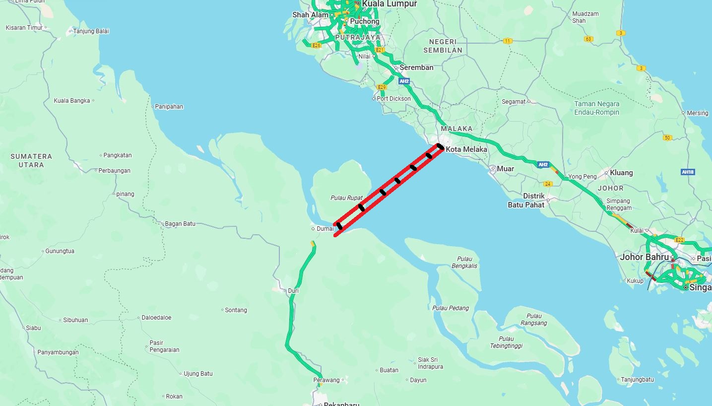 Jembatan Indonesia-Malaysia, Jembatan Malaysia-Indonesia, Jembatan Antar Negara, Negara Bagian Melaka Malaysia, Jembatan RI-Malaysia, Negara Bagian Melaka Tengah Rencana Bikin Jembatan Menuju Indonesia, RI-Malaysia Cuma 40 Menit
