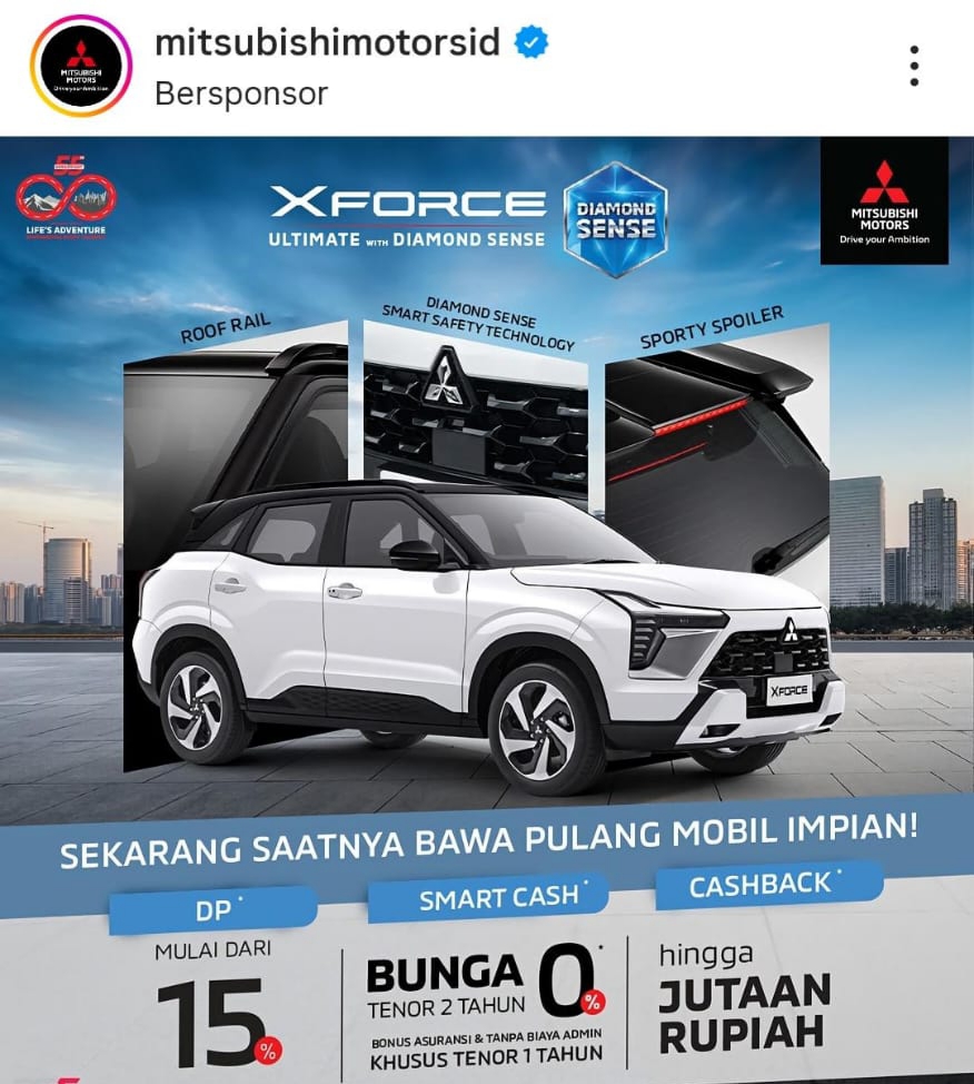 mitsubishi, promo mitsubishi, Mitsubishi XForce, Xforce, IIMS 2026, Jelang IIMS 2026, Mitsubishi XForce Digenjot Promo DP Ringan dan Cicilan 0 Persen