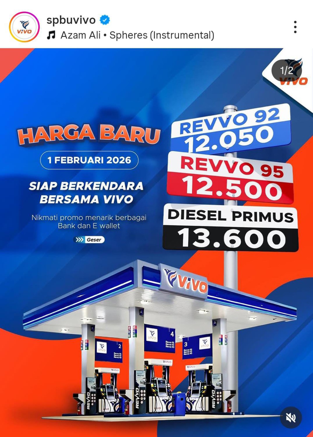 BBM Vivo, bbm non subsidi turun, Update Harga Bensin Vivo per 1 Februari 2026, Turun Hingga Rp 650