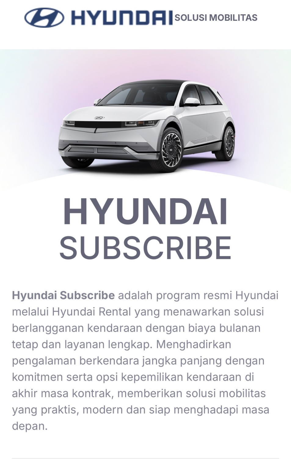 Hyundai, mobil hyundai, PT Hyundai Motors Indonesia, Hyundai Subscribe, Mau Punya Mobil Hyundai Tanpa Harus Beli? Hyundai Subscribe Solusinya