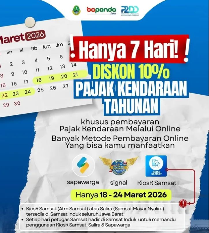 dedi mulyadi, diskon pajak kendaraan, Diskon Pajak 10 Persen, diskon PKB Jabar, Diskon Pajak Lebaran, Dedi Mulyadi Diskon 10 Persen, Begini 3 Cara Bayar Pajak Kendaraan saat Lebaran 2026
