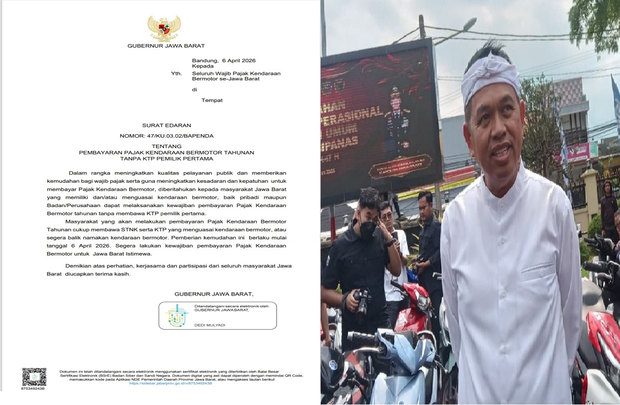 dedi mulyadi, pajak kendaraan, Bayar Pajak Kendaraan Tanpa KTP, Pajak kendaraan Jabar, Bayar PKB Tanpa KTP, Kebijakan Bayar Pajak Kendaraan Tanpa KTP Jabar Sukses, Dedi Mulyadi Klaim Pendapatan Melesat Tajam