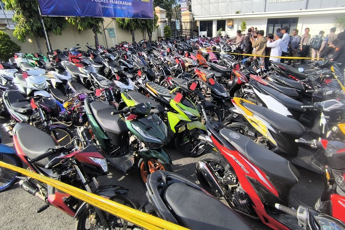 Razia balap liar, Motor Disita Polisi, Polres Pamekasan, Motor Sitaan Polisi, Syarat Ambil Motor Sitaan, Kantor Satlantas Polres Pamekasan Bak Bengkel Motor Balap, 138 Unit Masih Ditelantarkan Pemilik