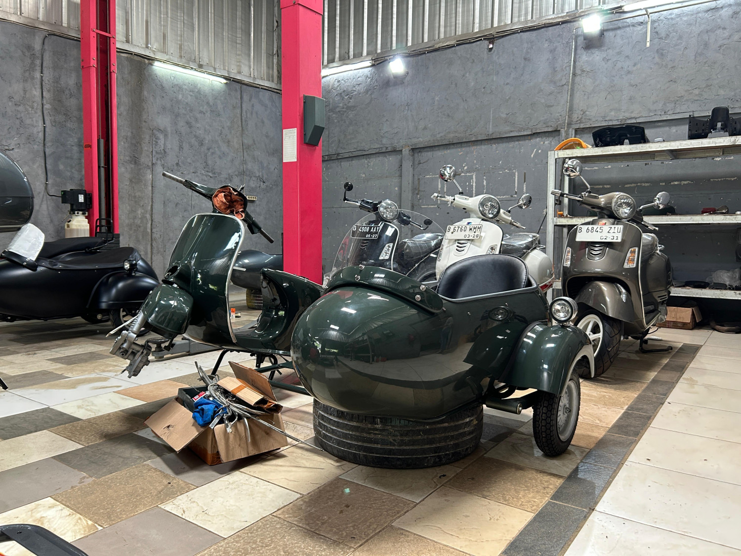 vespa, vespa klasik, sespan, sidecar, vespa matic, Intip Biaya Pembuatan Sespan Untuk Vespa di Bengkel Spesialis