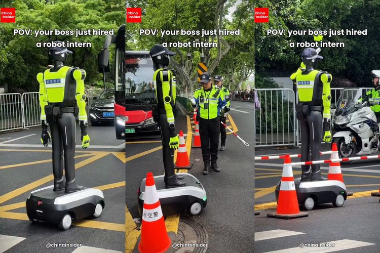 China, robot polisi, pelanggaran lalu lintas, robot polisi china, China Turunkan Robot Polantas ke Jalan, Bisa Atur Lalu Lintas dan Tegur Pelanggar