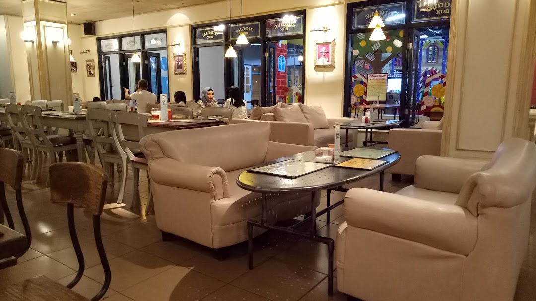 1. Giggle Box Cafe and Resto, 2. Burangrang, 3. Gandapura, 4. Bandung Indah Plaza (BIP), 5. Festival Citylink, 6. Setiabudi, 7. Istana Plaza, 8. Jatinangor, 9. Trans Studio Mall, 10. Buah Batu