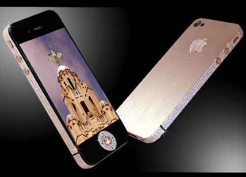 1. Falcon Supernova iPhone 6 Pink Diamond, 2. Black Diamond iPhone 5, 3. Diamond Rose iPhone 4 32 GB, 4. Stuart Hughes iPhone 4s Elite Gold, 5. Supreme Goldstriker iPhone 3G 32 GB, 6. iPhone 3G King’s Button, 7. Goldvish Le Million, 8. Diamond Crypto Smartphone, 9. Gresso Luxor Las Vegas Jackpot, 10. iPhone Princess Plus