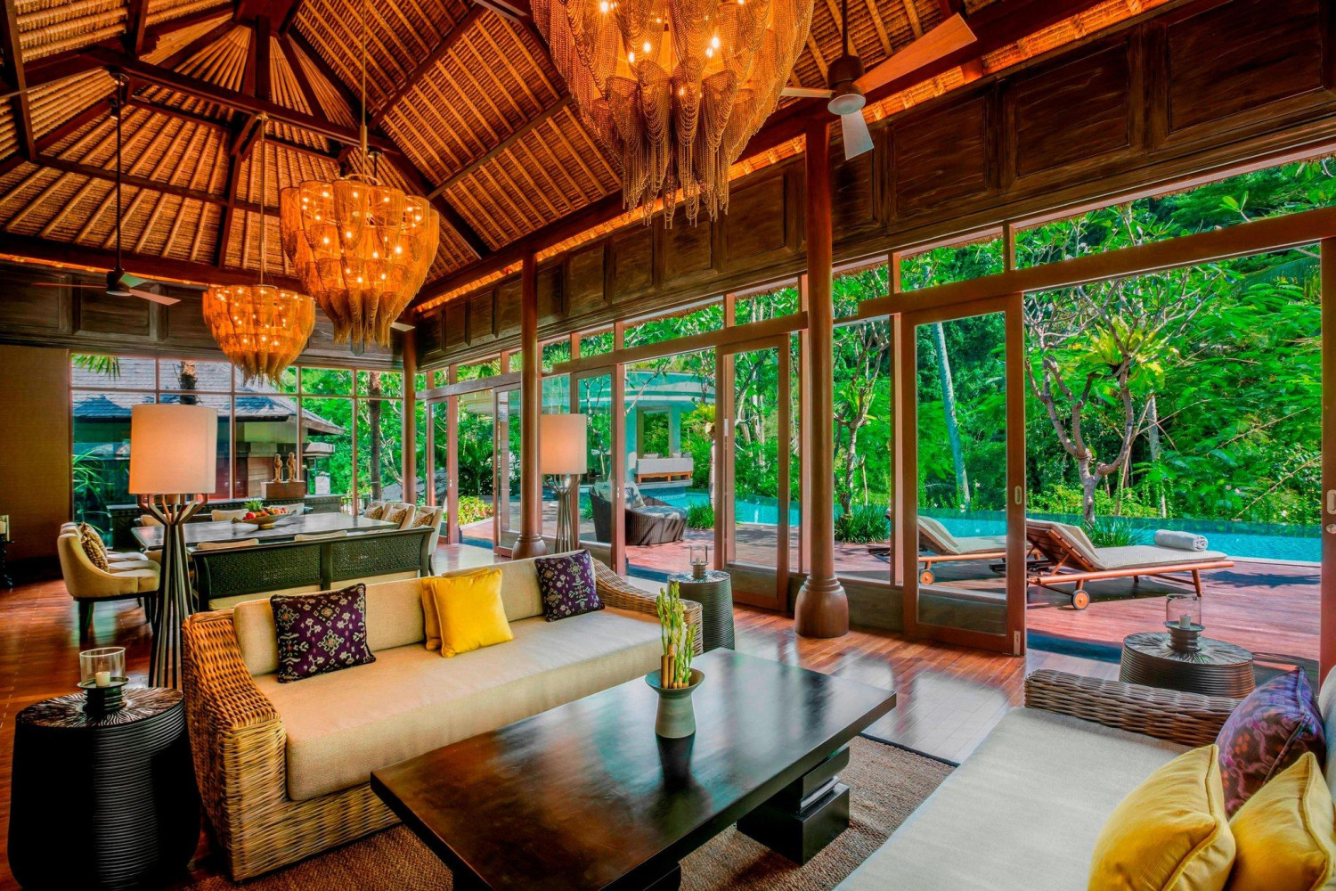 1. Six Senses Uluwatu, 2. The St. Regis Bali Resort, 3. The Edge, 4. Bulgari Resort, 5. Alila Villas Uluwatu, 6. Four Seasons at Sayan Ubud, 7. Mandapa, A Ritz-Carlton Resort, 8. Hanging Gardens of Bali, 9. W Hotel, 10. Amankila