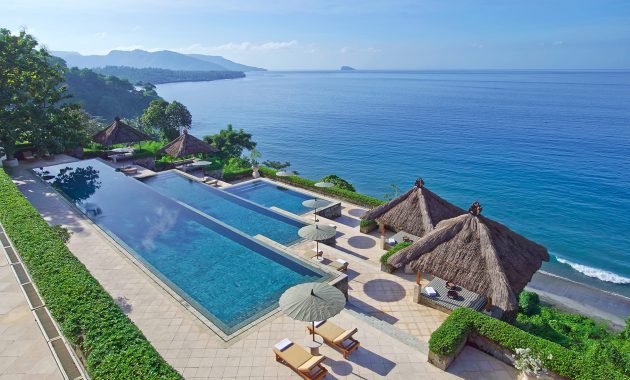 1. Six Senses Uluwatu, 2. The St. Regis Bali Resort, 3. The Edge, 4. Bulgari Resort, 5. Alila Villas Uluwatu, 6. Four Seasons at Sayan Ubud, 7. Mandapa, A Ritz-Carlton Resort, 8. Hanging Gardens of Bali, 9. W Hotel, 10. Amankila