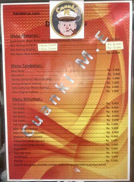 Menu di Cuanki M.E
