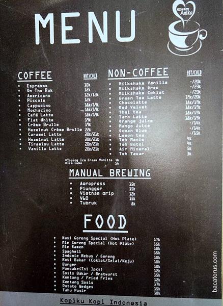 Menu Kedai Aniko