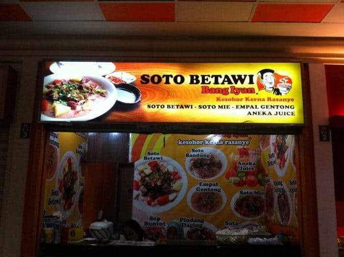 soto betawi bang iyan, 1. Soto Betawi & Soto Semarang Gelap Nyawang, 2. Soto Betawi H. Mamat, 3. Soto Betawi dan Sop Iga Abdul, 4. Soto Betawi Pak Odang, 5. Soto Betawi Cibadak, 6. Soto Betawi Bang Iyan, 7. Soto Betawi Mas Abdul, 8. Soto Betawi Bang Amin, 9. Soto Betawi Ibu Oneng