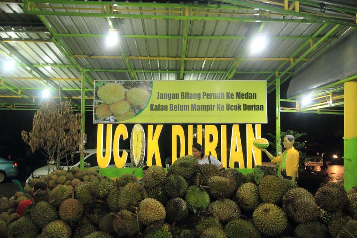Durian Ucok, 1. Bika Ambon, 2. Durian Ucok, 3. Pancake Durian Medan, 4. Kain Ulos, 5. Teri Medan, 6. Ikan Sale, 7. Lemang, 8. Kopi Sidikalang, 9. Manisan Jambu, 10. Tempe Medan
