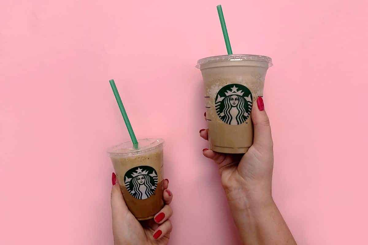 Short, 1. Short [8oz / 236ml], 2. Tall [12oz / 354ml], 3. Grande [16oz / 473ml], 4. Venti [20oz / 591ml – 24oz /709ml], 5. Trenta [31oz / 916ml], 1. Tall [12oz / 354ml], 2. Grande [16oz / 473ml], 3. Venti [20 oz / 591ml]