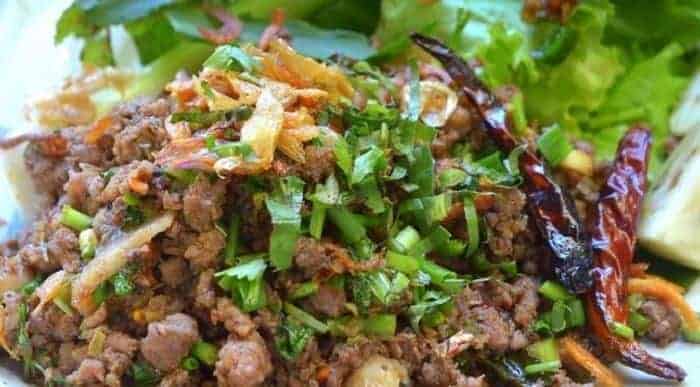 Larb Mote Daeng, 1. Fried Worms, 2. Goong Ten, 3. Sadow Leaves, 4. Larb Leuat Neua, 5. Fried Bugs, 6. Kai Yiew Ma, 7. Som Tam Hoy Dong, 8. Mok Huak, 9. Larb Mote Daeng, 10. Ant eggs