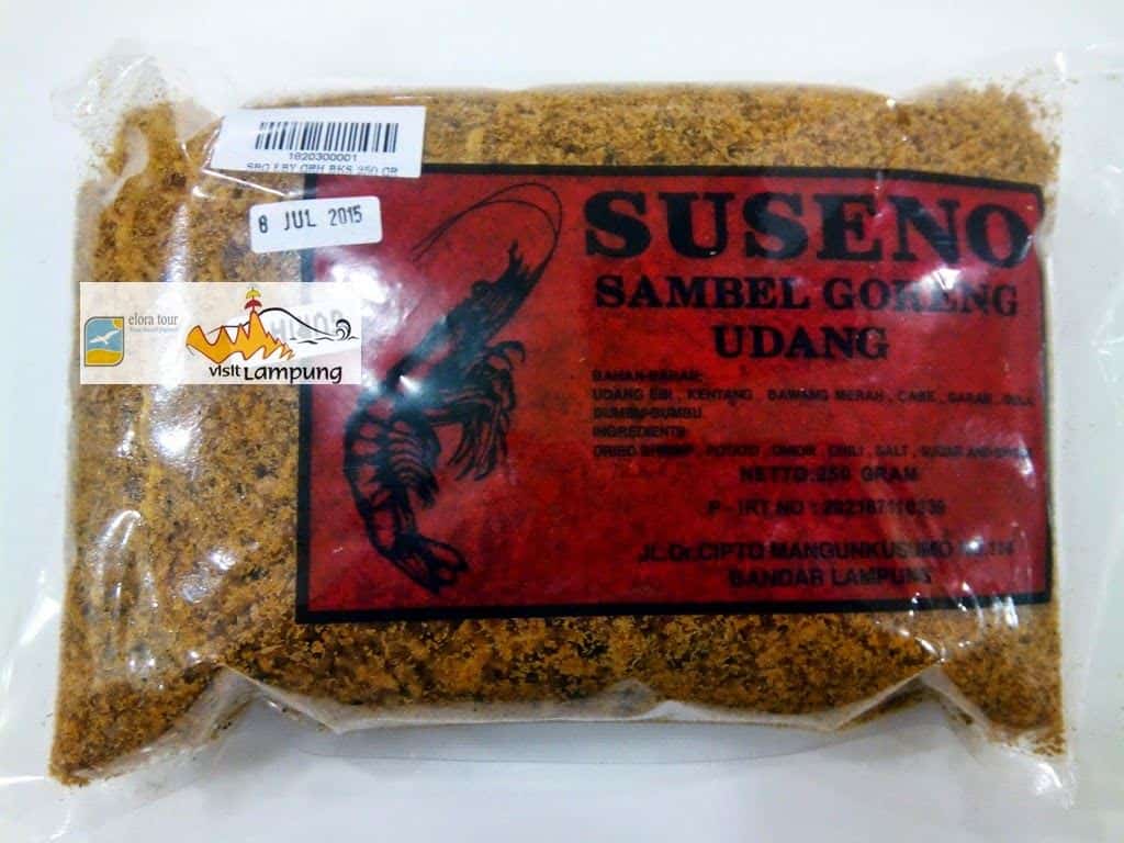 Sambal Goreng Udang, 1. Pempek Lampung, 2. Kopi Cap Bola Dunia, 3. Manisan Lampung, 4. Keripik Pisang, 5. Sambal Goreng Udang, 6. Sambal Lampung, 7. Pie Susu Pisang, 8. Kerupuk Kemplang (Amplang), 9. Bakso Sony