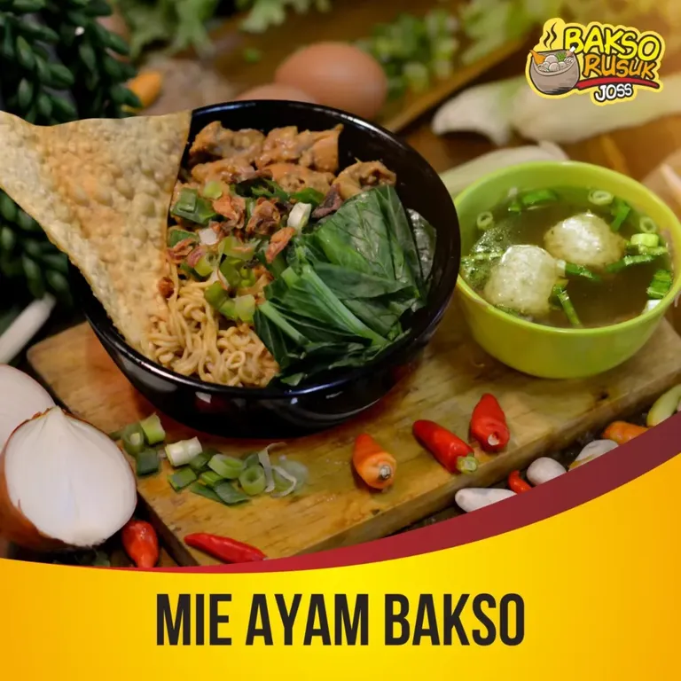 Mie Ayam Bakso, 1. Bakso Rusuk Ori, 2. Bakso Rusuk Super, 3. Bakso Beranak Jumbo, 4. Bakso Lava, 5. Bakso Rusuk Hotplate Jablay, 6. Ricebowl Blackpepper, 7. Sop Ceker Bakso, 8. Mie Ayam Bakso, 9. Bakso Buaya, 10. Bakso Bambu Bakar
