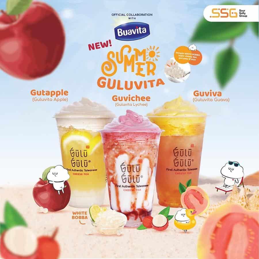guluvita, 1. Cheese Ultimate Dark Choco, 2. Cheese Red Velvet, 3. Brown Slurpy Bobba Cheese Brulee, 4. Cheese Black Sakura Tea, 5. Umami Matcha Coffee, 6. Cheese White Blossom Tea, 7. Cheese Quan Yin Tea, 8. Hong Kong Style Hou Pang, 9. Cheese Taiwanese Pineapple Tea, 10. Fruity Milk Tea, 1. Santa In the Snow Ho!, 2. Rainbow Cheese Cake, 10. Guluvita