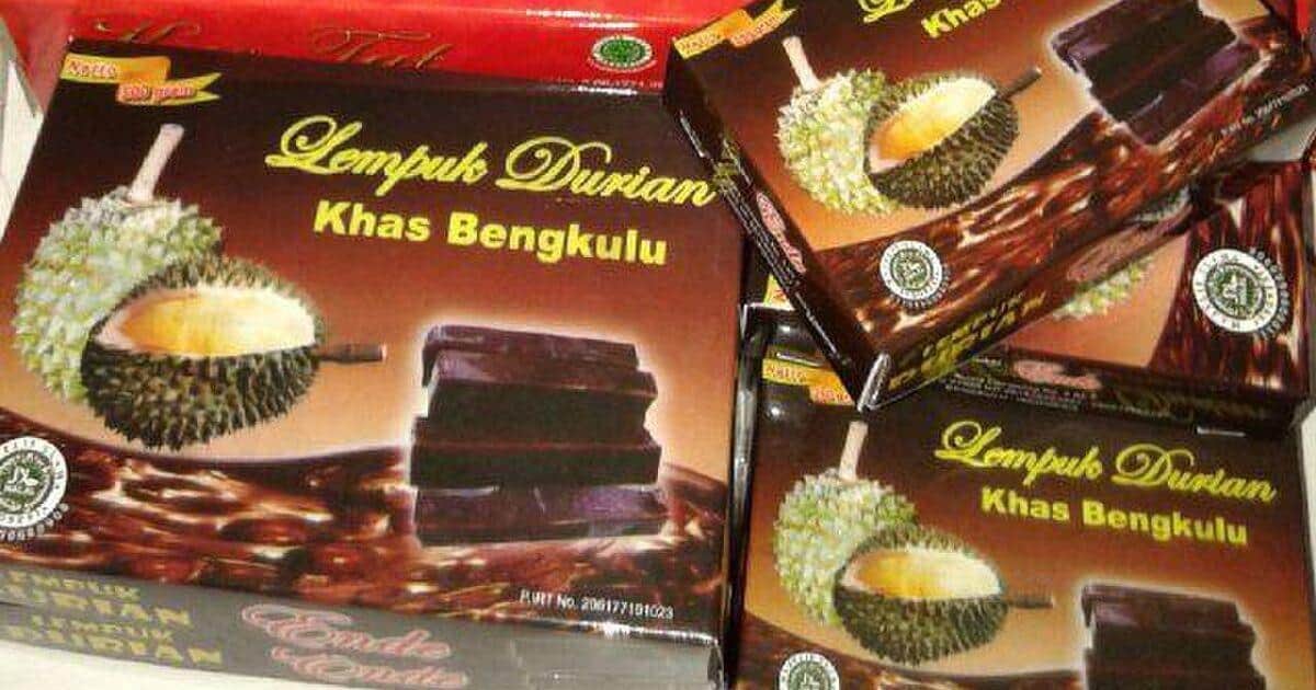 Lempuk Durian, 1. Kerupuk Gurita, 2. Kue Perut Punai, 3. Manisan Terong, 4. Lempuk Durian, 5. Emping Bengkulu, 6. Kopi Bengkulu, 7. Gula Semut Aren, 8. Kue Bay Tat, 9. Ikan Kering JN, 10. Keripik Ikan Beledang