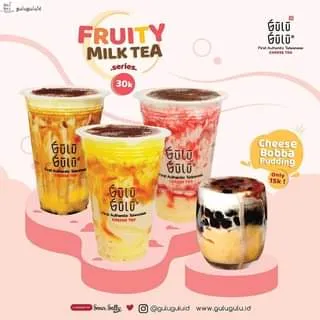 fruity milk tea_, 1. Cheese Ultimate Dark Choco, 2. Cheese Red Velvet, 3. Brown Slurpy Bobba Cheese Brulee, 4. Cheese Black Sakura Tea, 5. Umami Matcha Coffee, 6. Cheese White Blossom Tea, 7. Cheese Quan Yin Tea, 8. Hong Kong Style Hou Pang, 9. Cheese Taiwanese Pineapple Tea, 10. Fruity Milk Tea, 1. Santa In the Snow Ho!, 2. Rainbow Cheese Cake, 10. Guluvita