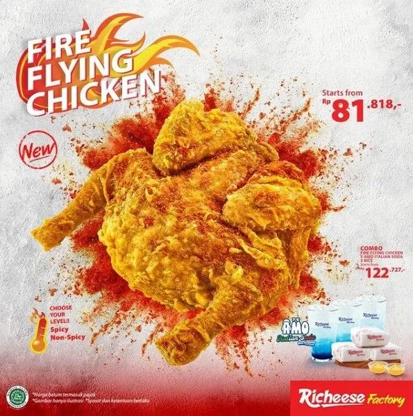 fire flying chicken_, 1. Fire Chicken, 2. Fire Chicken Wings, 3. Richicken, 4. Fire Flying Chicken, 5. Rich Burger, 6. Fire Chicken Bite, 7. Choco Praline Frappe, 8. Pink Lava, 9. Cheese Crackling, 10. Snow White Gravy