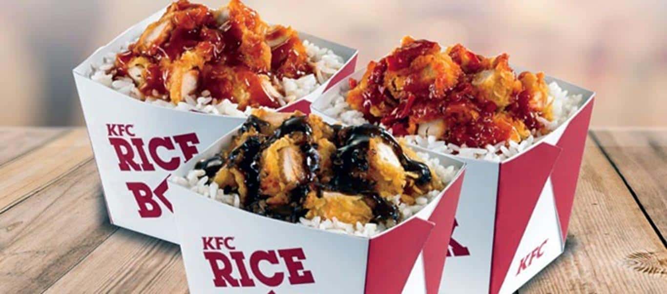 Rice Box KFC Bento, 1. Menu Sambal Nusantara, 2. KFC Snack Bucket, 3. Cream Puff, 4. Classic Combo, 5. Ayam Goreng KFC, 6. Rice Box KFC Bento, 7. Zuper Krunch Burger, 8. Kombo Winger, 9. Spaghetti Deluxe, 10. Yakiniku Rice, 11. KFC Cream Soup, 12. Lovlychee Float, 13. Es Kopi Susu KFC, 14. Pukis KFC, 15. Twisty