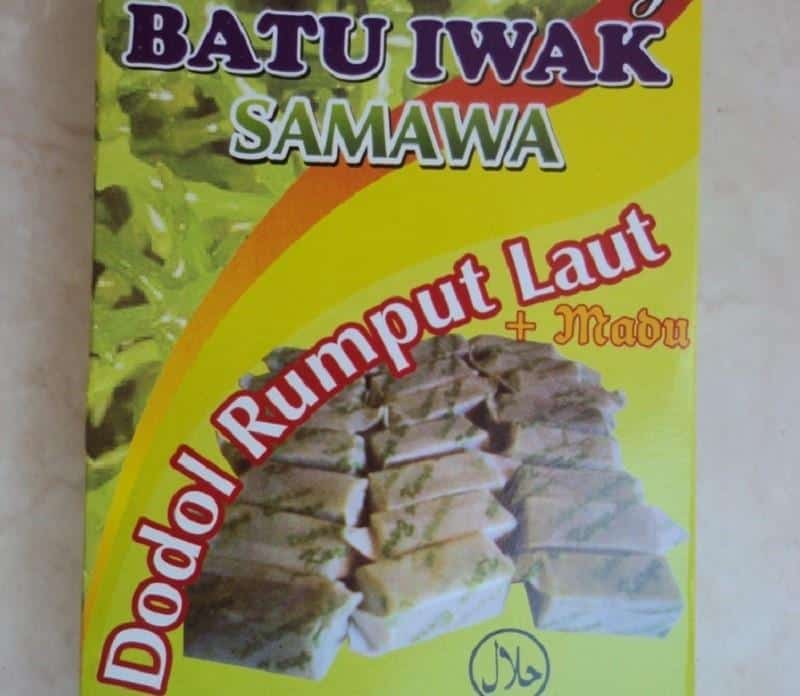Dodol Rumput Laut, 1. Minyak Sumbawa, 2. Susu Kuda Liar, 3. Madu Sumbawa, 4. Dodol Rumput Laut, 5. Keripik Plecing Tempe, 6. Manjareal, 7. Baso Siong (Jagung Sangrai), 8. Terasi Udang Labuhan Botong, 9. Kue Babingka, 10. Kre’alang