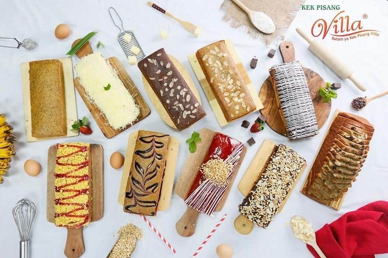 Kek Pisang Vila, 1. Kue Batang Buruk, 2. Bingka Bakar, 3. Kue Tepung Gomak, 4. Luti Gendang, 5. Bilis Molen, 6. Layers Cake, 7. Kek Pisang Vila, 8. Kek Durian, 9. Kek Buah Naga, 10. Brownies Lava
