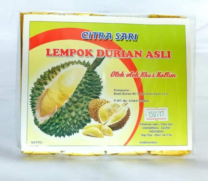 Lempok Durian, 1. Keminting, 2. Amplang, 3. Gula Gait, 4. Bolu Gulung Durian Panglima, 5. Lempok Durian, 6. Iwak Rabuk, 7. Abon kepiting, 8. Kacang Bawang Cap Jempol, 9. Jajak Cincin, 10. Kue Ilat Sapi
