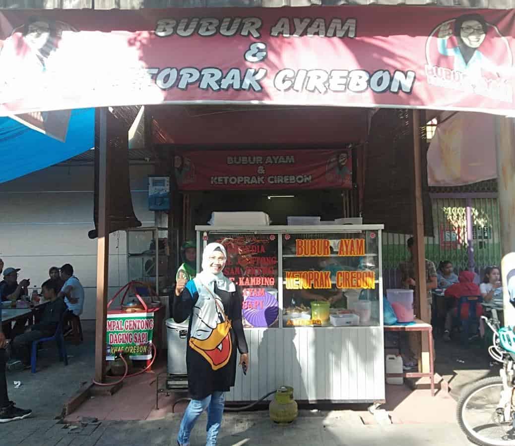Bubur Ayam dan Ketoprak Wong Cirebon, 1. Bubur Ayam Mas Totok, 2. Bubur Ayam Jakarta H.M. Joni, 3. Bubur Ayam dan Ketoprak Wong Cirebon, 4. Bubur Ayam Jakarta Gedung Arca, 5. Bubur Ayam Bang Boy, 6. Bubur Ayam Jakarta Spesial Bu Hj. Atik, 7. Bubur Ayam Jakarta Bang Yusuf, 8. Kedai Bubur Mbak Ning, 9. Mie Ayam Kumango
