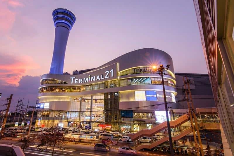 Terminal 21, 1. Platinum Fashion Mall, 2. Pantip Plaza, 3. Central World, 5. Amarin Plaza, 6. ICONSIAM, 7. Terminal 21, 8. Siam Paragon, 9. Emporium, 10. EmQuartier