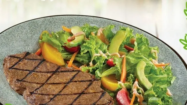 vegan beef steak_, 1. Wagyu Steak, 2. Tenderloin Steak, 3. Sirloin Steak, 4. T-Bone Steak, 5. Rib Eye Steak, 6. Lamb Chop Steak, 7. Chicken Steak, 8. Fish Steak, 9. Kid's Menu, 10. Pasta, 11. Vegan Beef Steak, 12. Mix Beef Rice
