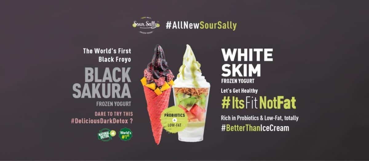 Pilihan Tipe Yogurt dan Cara Memesan, Pilihan Ukuran/Tempat, Pilihan Topping, Menu Sour Sally