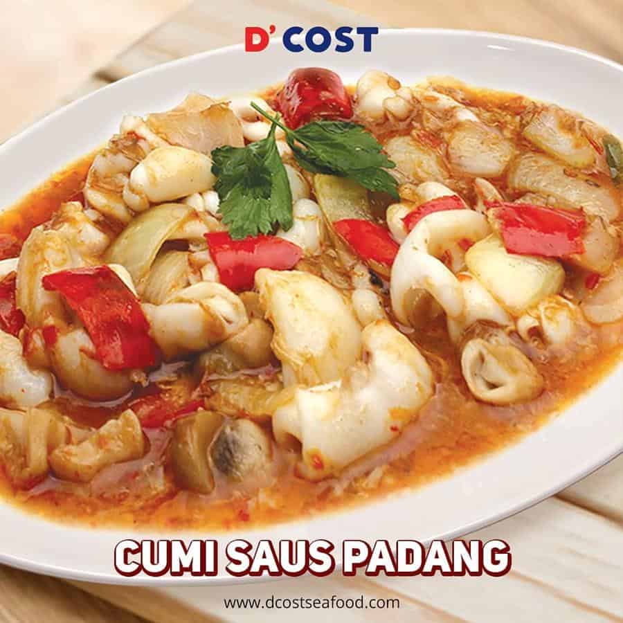 cumi saus padang, 1. Nasi Goreng Seafood, 2. Kepiting Saus Padang, 3. Cumi Goreng Tepung Saus Telur Asin, 4. Udang Bakar Kecap, 5. Tahu Jepang Saus Tiram, 6. Omelette Seafood, 7. Cumi Bakar Kecap, 8. Ikan Fillet Saus Mangga, 9. Gurami Bakar Pedas, 10. Cumi Saus Padang, 11. Honey Chicken Wings, 12. Ayam Goreng Rempah