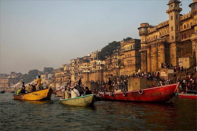 Varanasi, 1. Ayodhya, 2. Mathura, 3. Haridwar, 4. Varanasi, 5. Kanchipuram, 6. Ujjain, 7. Dwarka