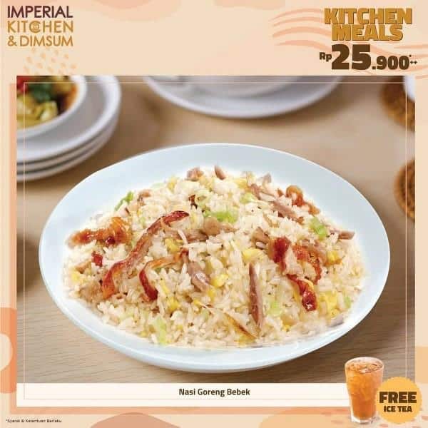 Nasi Goreng Bebek, 1. Mie Ayam, 2. Nasi Goreng Bebek, 3. Mie Goreng Udang Saus Spesial, 4. Sayap Ayam Goreng Bawang Putih, 5. Tahu Jamur Shimeji, 6. Sieaw Mai, 7. Ayam Goreng Asam Manis, 8. Gao Zi, 9. Fong Zau, 10. Mantou, 11. Nasi Tim Ayam Pedas, 12. Cakwe Ayam Udang Mentai