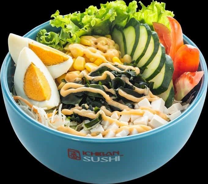 Ichiban salad, 1. Salmon Salad, 2. Ichiban Salad, 3. Salmon Cheese Roll, 4. Dragon Ball Roll, 5. Spicy Chicken Roll, 6. Top Gun Roll, 7. Namazu Temaki, 8. Namazu Tiger Roll, 9. Chuka Idako Sashimi, 10. Gyoza, 11. Best Bento, 12. Capital Party, 13. Beef Ramen Paitan, 14. Chicken Teriyaki Donburi, 15. Taco Sushi (Tacoban)