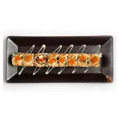 Spicy chicken roll_, 1. Salmon Salad, 2. Ichiban Salad, 3. Salmon Cheese Roll, 4. Dragon Ball Roll, 5. Spicy Chicken Roll, 6. Top Gun Roll, 7. Namazu Temaki, 8. Namazu Tiger Roll, 9. Chuka Idako Sashimi, 10. Gyoza, 11. Best Bento, 12. Capital Party, 13. Beef Ramen Paitan, 14. Chicken Teriyaki Donburi, 15. Taco Sushi (Tacoban)