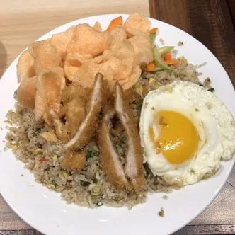nasi goreng matah katsu_, 1. Ramen Belly Beef Spicy , 2. Aneka Ricebowl, 3. Nasi Goreng Rendang, 4. Nasi Goreng Matah Katsu, 5. Meat Lover Pizza, 6. Crispy Chicken Steak, 7. Ramen Shoyu with Chikuwa, 8. Ayam Geprek Sambal Matah, 9. Boss Cordon Bleu, 10. Sup Iga, 11. Pisang Bakar, 12. Matcha Green Tea Milk, 13. Susu Caramel